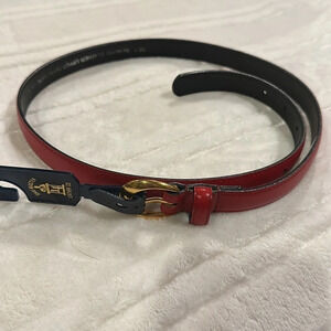 Shafmaster leather dress belt size M  - red ~37” long and 1” wide
